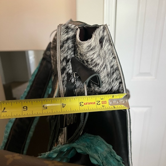 RARE Holy Cow Couture Genuine Cowhide Hair Purse with Turquoise Crocodile Strap - Picture 15 of 16